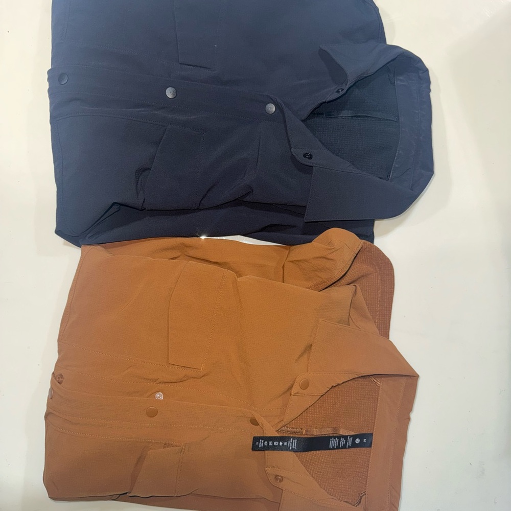 Lululemon Athletica Casual Button Down Shirts Black and Brown